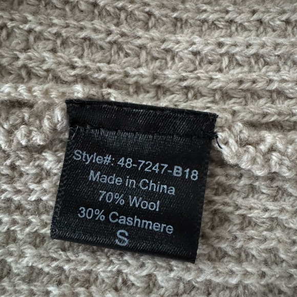 Jenni Kayne Hooded Waffle Knit Cardigan Sweater Oatmeal Wool Cashmere size Small - Picture 4 of 9